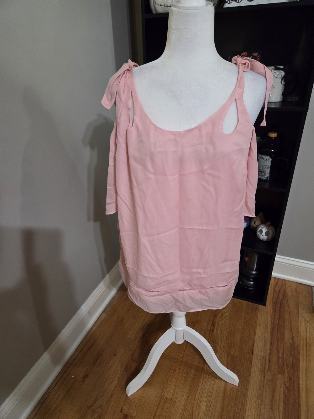 Kaari Blue Blush Pink Tie-Shoulder Top